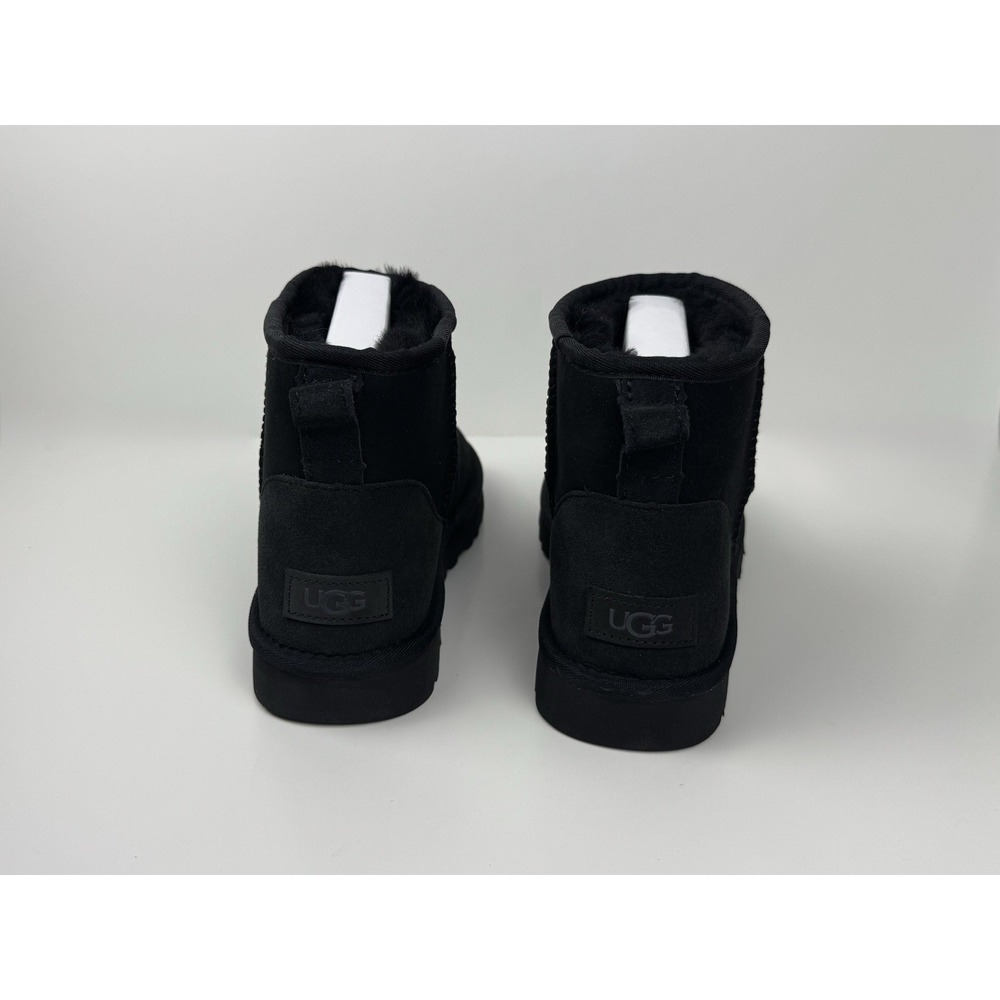 UGG Classic Mini II Ankle Boots Women's Size 8 Sheepskin Suede/Shearling Black - Picture 3 of 7